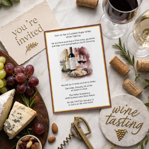 Gourmet-Essen und Wein-Verkostungsparty Einladung