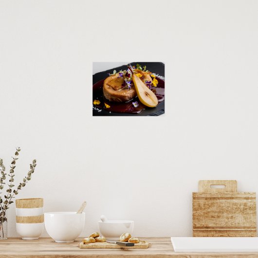 Gourmet Foie Gras mit Roter Weinrebe Poster (Küche)