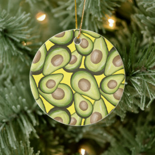 Gourmet Fresh Cut Vegan Avocado Muster Keramik Ornament
