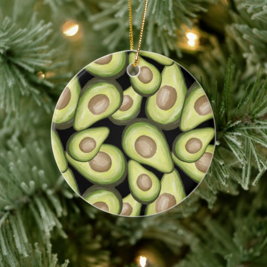 Gourmet Fresh Cut Vegan Avocado Muster Keramik Ornament (Baum)