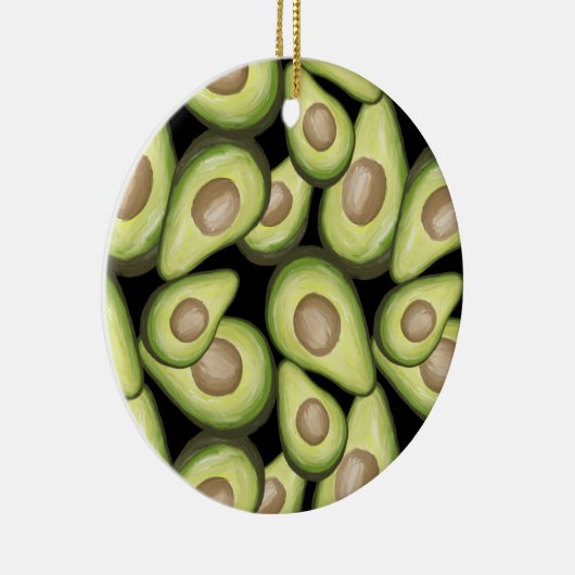 Gourmet Fresh Cut Vegan Avocado Muster Keramik Ornament (Rechts)