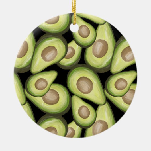 Gourmet Fresh Cut Vegan Avocado Muster Keramik Ornament (Hinten)