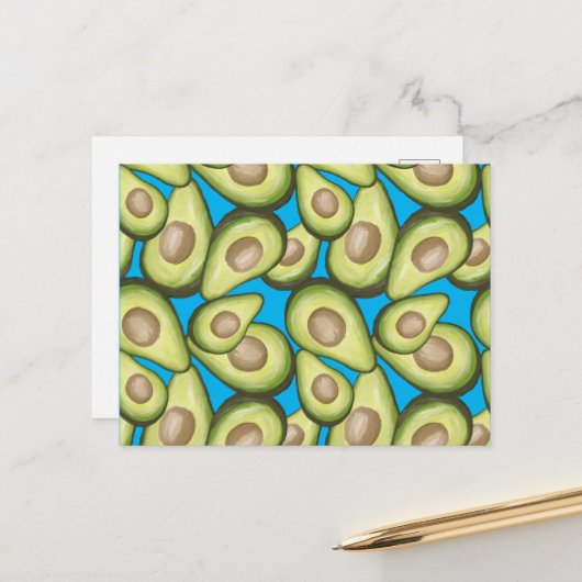 Gourmet Fresh Cut Vegan Avocado Muster Postkarte (Vorderseite/Rückseite Beispiel)