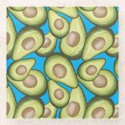 Gourmet Fresh Cut Vegan Avocado Pattern Glass Glasuntersetzer (Vorderseite)