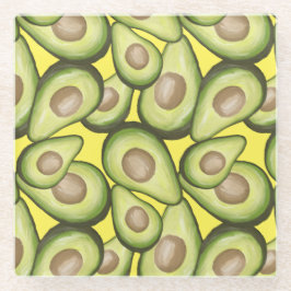 Gourmet Fresh Cut Vegan Avocado Pattern Glass Glasuntersetzer