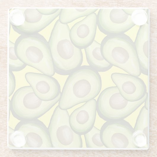 Gourmet Fresh Cut Vegan Avocado Pattern Glass Glasuntersetzer (Rückseite)