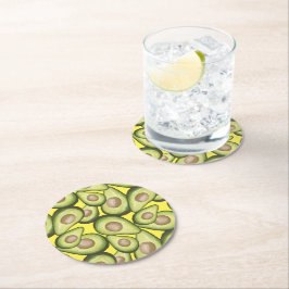 Gourmet Fresh Cut Vegan Avocado Pattern Square Runder Pappuntersetzer
