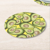 Gourmet Fresh Cut Vegan Avocado Pattern Square Runder Pappuntersetzer (Angewinkelt)
