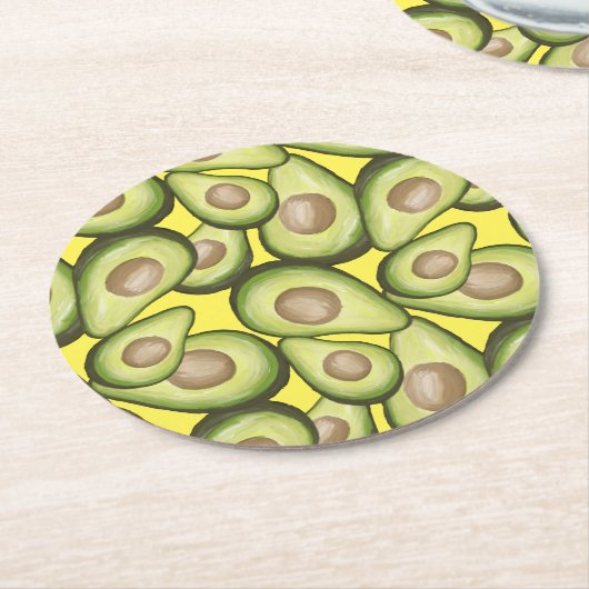 Gourmet Fresh Cut Vegan Avocado Pattern Square Runder Pappuntersetzer (Angewinkelt)