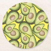 Gourmet Fresh Cut Vegan Avocado Pattern Square Runder Pappuntersetzer (Vorderseite)