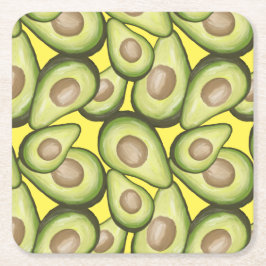 Gourmet Fresh Cut Vegan Avocado Pattern Square Runder Pappuntersetzer