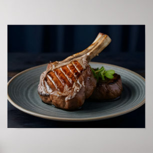 Gourmet Grilltes Rindenriff Steak mit eleganten Se Poster