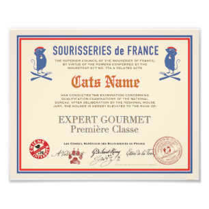 Gourmet-Katze-Diplom Sourisseries de France  Fotodruck