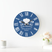 Gourmet Küche Bon Appetit Blau und Weiß Große Wanduhr (Zuhause)