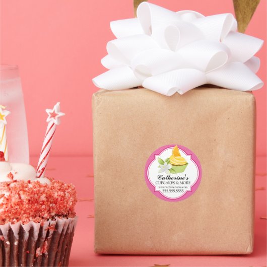 Gourmet Orange Slice Cupcake Bäckerei Box Siegel Runder Aufkleber (Party)