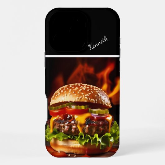 Gourmet Steaming Cheeseburger iPhone Hülle (Rückseite)
