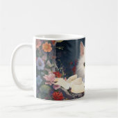 Gourmet Weiße Katze und Blume Girl Custom Tasse (Links)