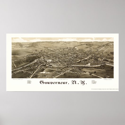 Gouverneur, NY Panorama Karte - 1885 Poster (Vorne)