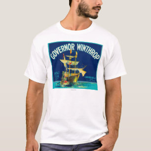Gouverneur Winthrop Apple beschriften (Blau) - T-Shirt