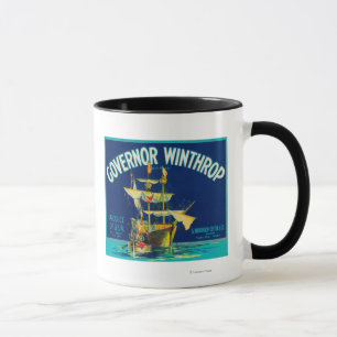 Gouverneur Winthrop Apple beschriften (Blau) - Tasse
