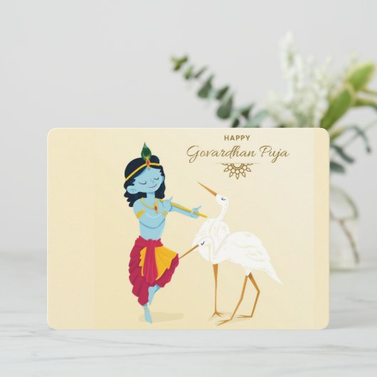 Govardhan Puja Feiertagskarte (Stehend Vorderseite)