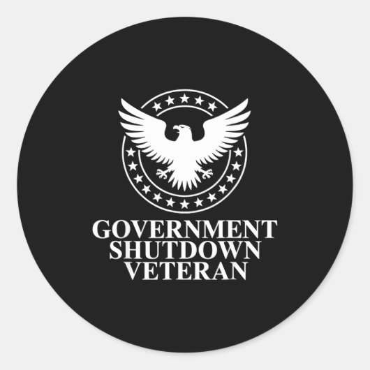 Government Shutdown Veteran Eagle Patriotic Litica Runder Aufkleber (Vorderseite)
