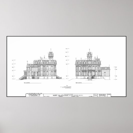 GOVERNOR MANSION VON KALIFORNIEN BLUEPRINT POSTER (Vorne)