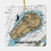 Governors Island NY Nautical Chart Keramikornament (Vorderseite)