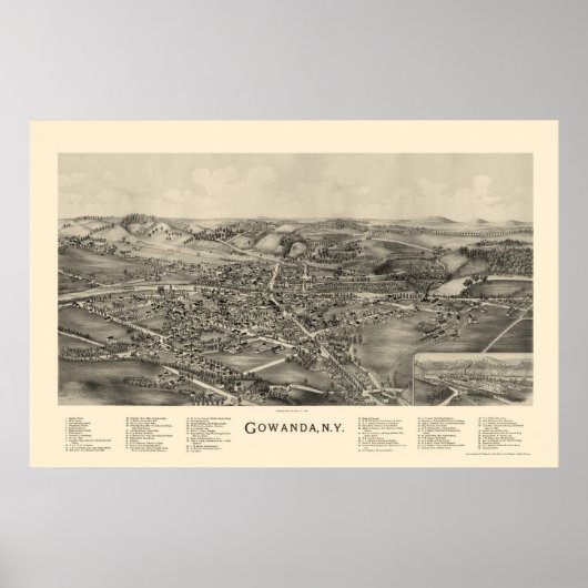 Gowanda, NY Panoramic Map - 1892 Poster (Vorne)