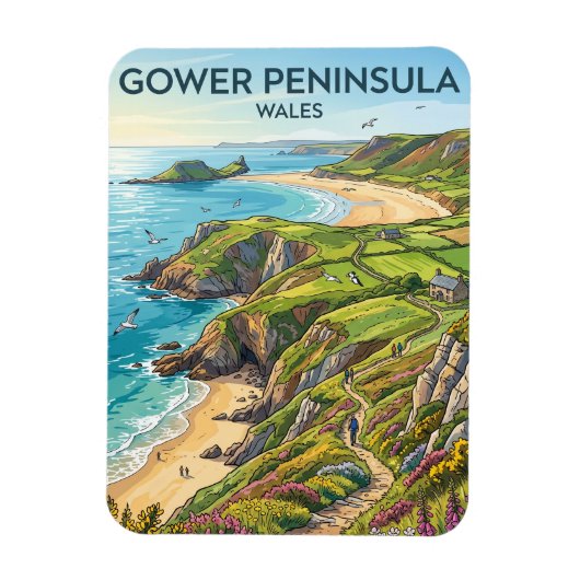 Gower-Halbinsel Wales Magnet (Vertikal)