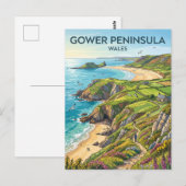 Gower-Halbinsel Wales Postkarte (Vorne/Hinten)