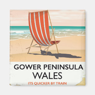 Gower-Halbinsel Wales vintage Reiseposter Magnet