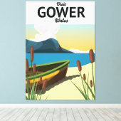 Gower Wales Reiseplakat Leinwanddruck (Insitu (Holzboden))