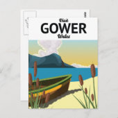 Gower Wales Reiseplakat Postkarte (Vorne/Hinten)