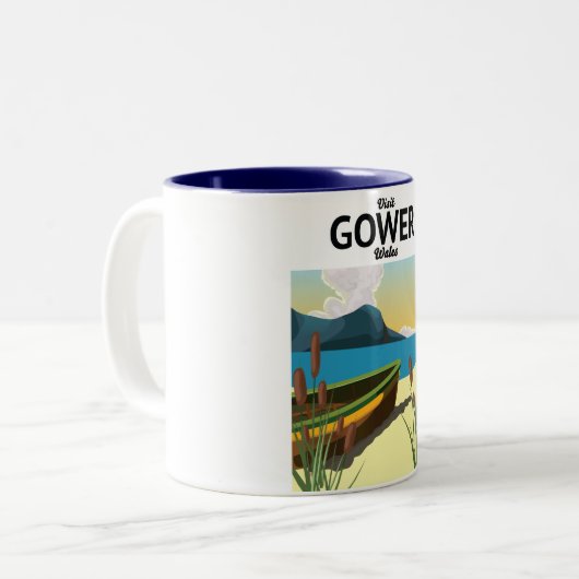 Gower Wales Reiseplakat Zweifarbige Tasse (Vorderseite Links)