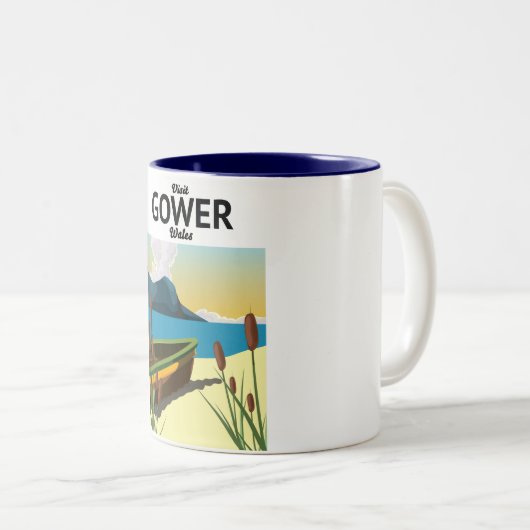 Gower Wales Reiseplakat Zweifarbige Tasse (VorderseiteRechts)