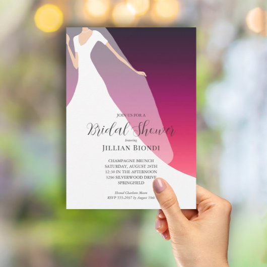 Gown and Veil Cherry Brautparty Einladung