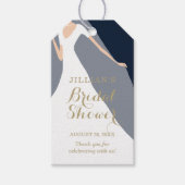 Gown on Navy Blue Brautparty Vielen Dank Geschenkanhänger (Vorderseite)