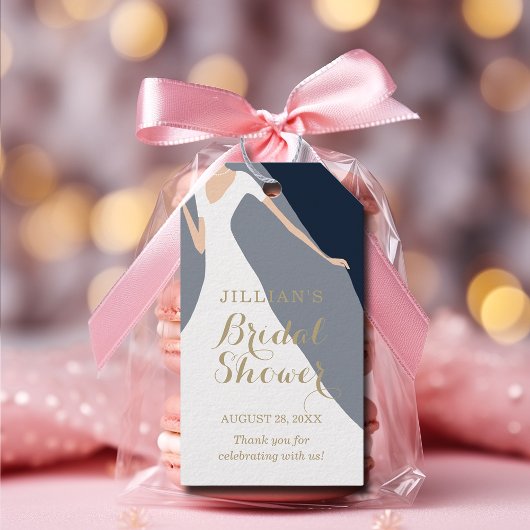 Gown on Navy Blue Brautparty Vielen Dank Geschenkanhänger