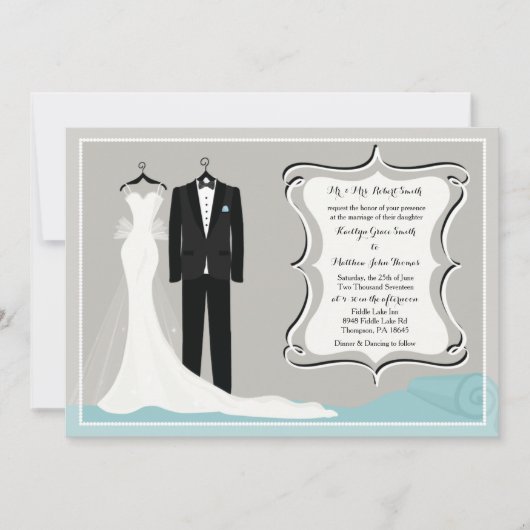 Gown & Tuxedo Wedding oder Paare Einladung zur Dus (Vorderseite)