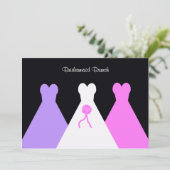 Gowns Bridesmaid Luncheon oder Brunch Einladung (Stehend Vorderseite)