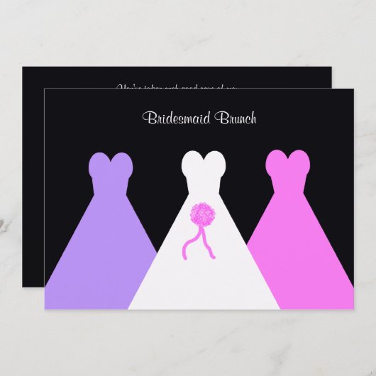 Gowns Bridesmaid Luncheon oder Brunch Einladung (Vorne/Hinten)