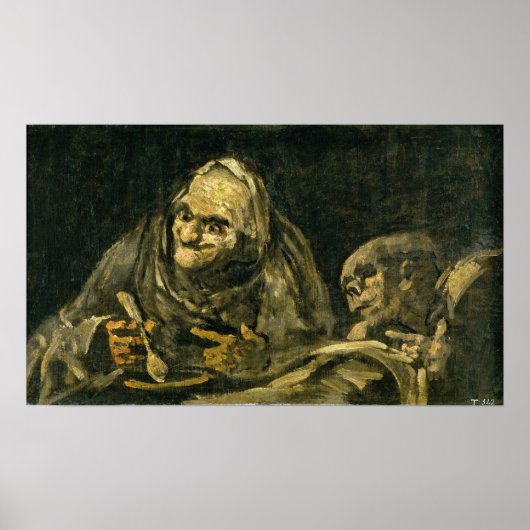 Goya - Zwei alte Männer zu den Mahlzeiten 1821 Poster (Vorne)