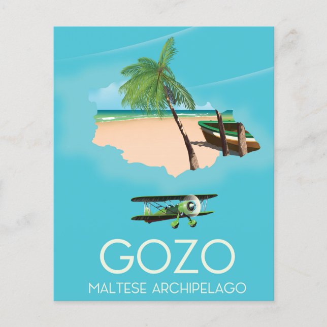 Gozo , Malteser Archipel Karte Reiseplakat. (Vorderseite)