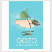 Gozo , Malteser Archipel Karte Reiseplakat. Aufkleber (Blatt)
