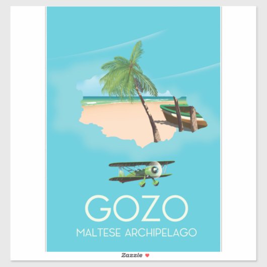 Gozo , Malteser Archipel Karte Reiseplakat. Aufkleber (Blatt)