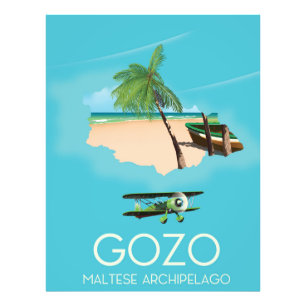 Gozo , Malteser Archipel Karte Reiseplakat. Fotodruck