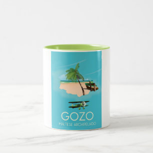 Gozo , Malteser Archipel Karte Reiseplakat. Zweifarbige Tasse