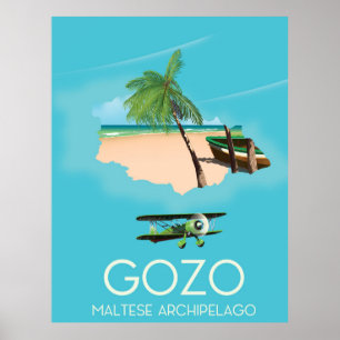 Gozo, maltesisches Archipel Karten-Reiseplakat Poster