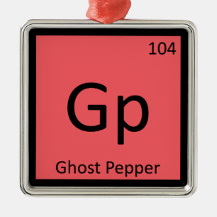 Gp - Ghost Pepper Chemie Periodensystem-Symbol Ornament Aus Metall